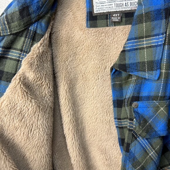 Legendary Whitetails Men's 4XT Blue Green Plaid Lined Flannel Shirt Jacket - Picture 8 of 10